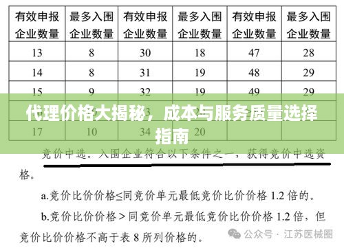 代理价格大揭秘，成本与服务质量选择指南
