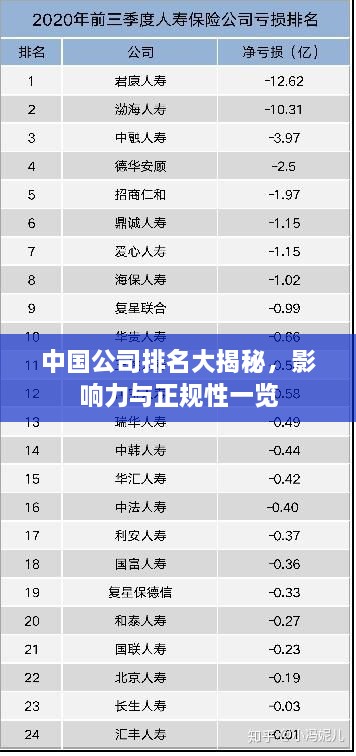 中国公司排名大揭秘，影响力与正规性一览