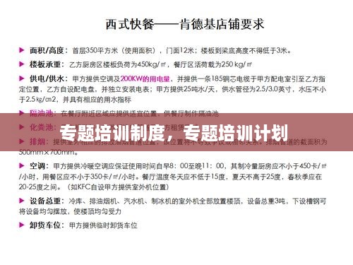 专题培训制度，专题培训计划 