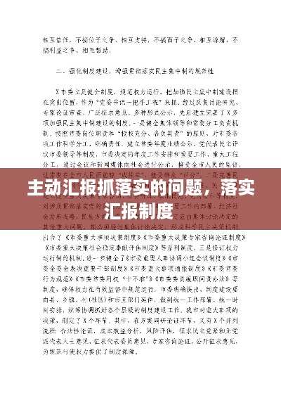 主动汇报抓落实的问题，落实汇报制度 