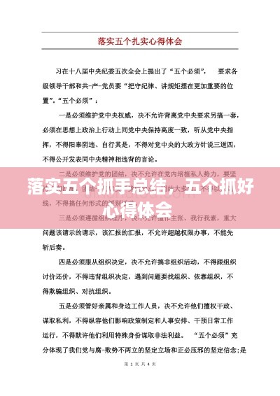落实五个抓手总结，五个抓好心得体会 