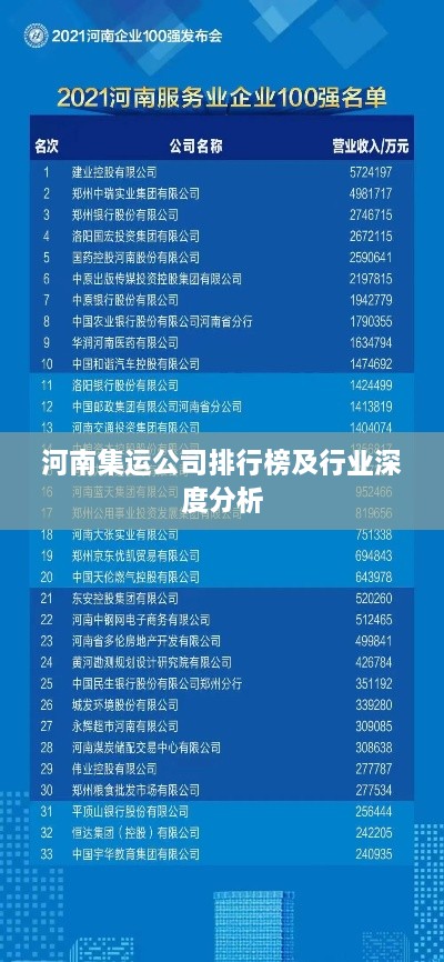 河南集运公司排行榜及行业深度分析
